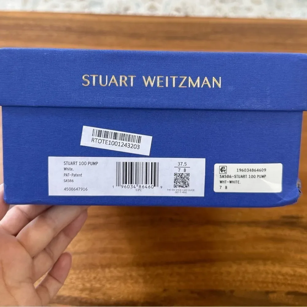 Stuart Weitzman Stuart 100 Pump Stiletto White Patent Leather Size 7B